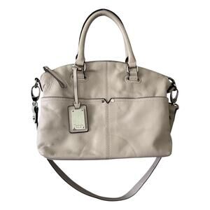 Tignanello Off White Cream Leather Satchel Purse With Strap